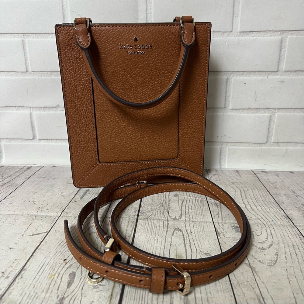 Kate Spade Lena Mini Tote Brown Warm Ginger Pebbled Leather Crossbody NWT